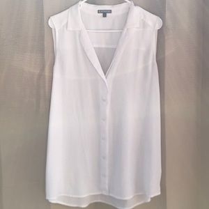 Express White Sleeveless Button Down
